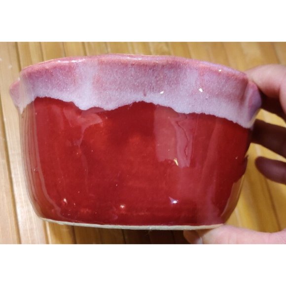 John Garro Studio Art Pottery Pink Red Drip Glaze Apple Baker Signed Old Fort NC - Picture 5 of 11